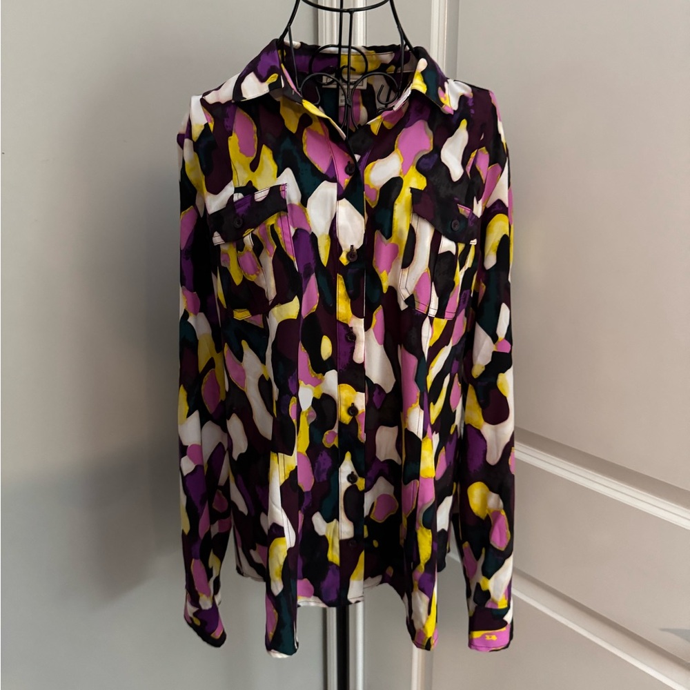 Dana Buchman Multicolored Button Blouse Size XL